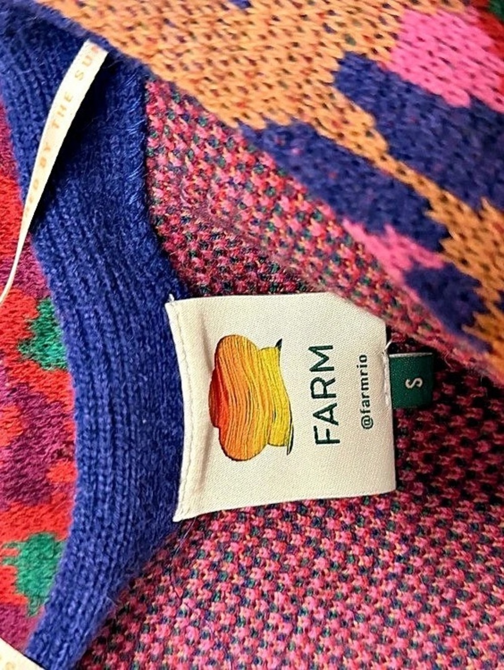 Farm Rio Leopard Hearts Knit Cardigan Pink & Blue Small - Picture 3 of 3